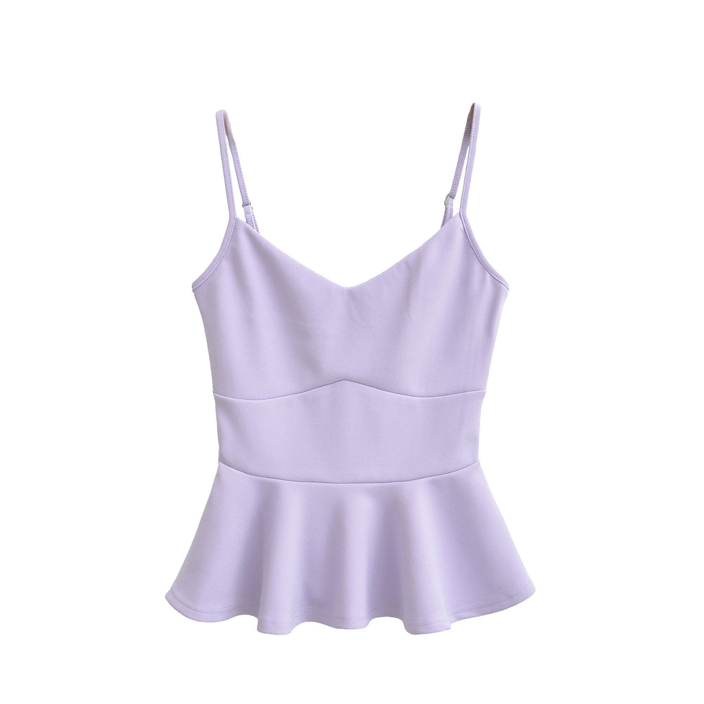Velorian Collection women's cropped camisole top with ruffled waistline and slim fit, perfect for stylish summer outfits.