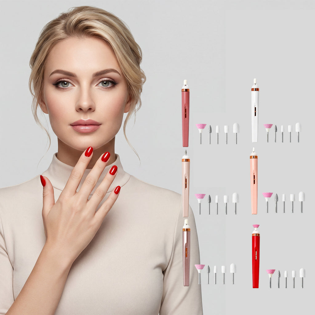 Velorian Collection electric nail drill in rose gold with boxed packaging, designed for professional manicures and pedicures.