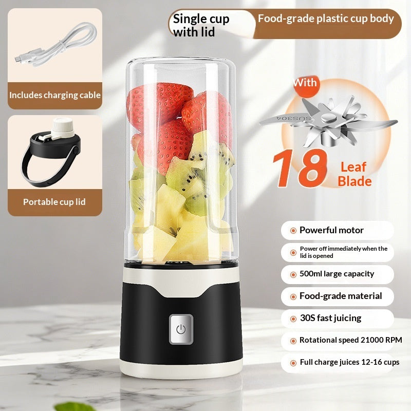 Velorian Collection rechargeable electric USB blender cup, 500ml handheld mixer for blending juice, outdoor use, double cup design.