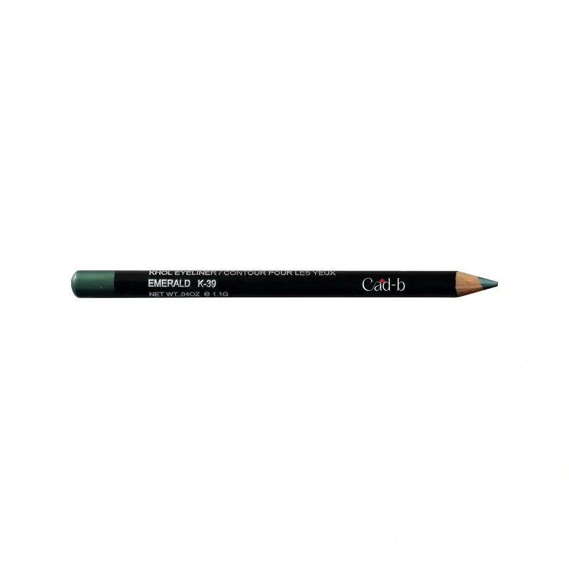 Cad B Kohl Eyeliner in emerald green, cruelty-free and paraben-free, shown in sleek black packaging.