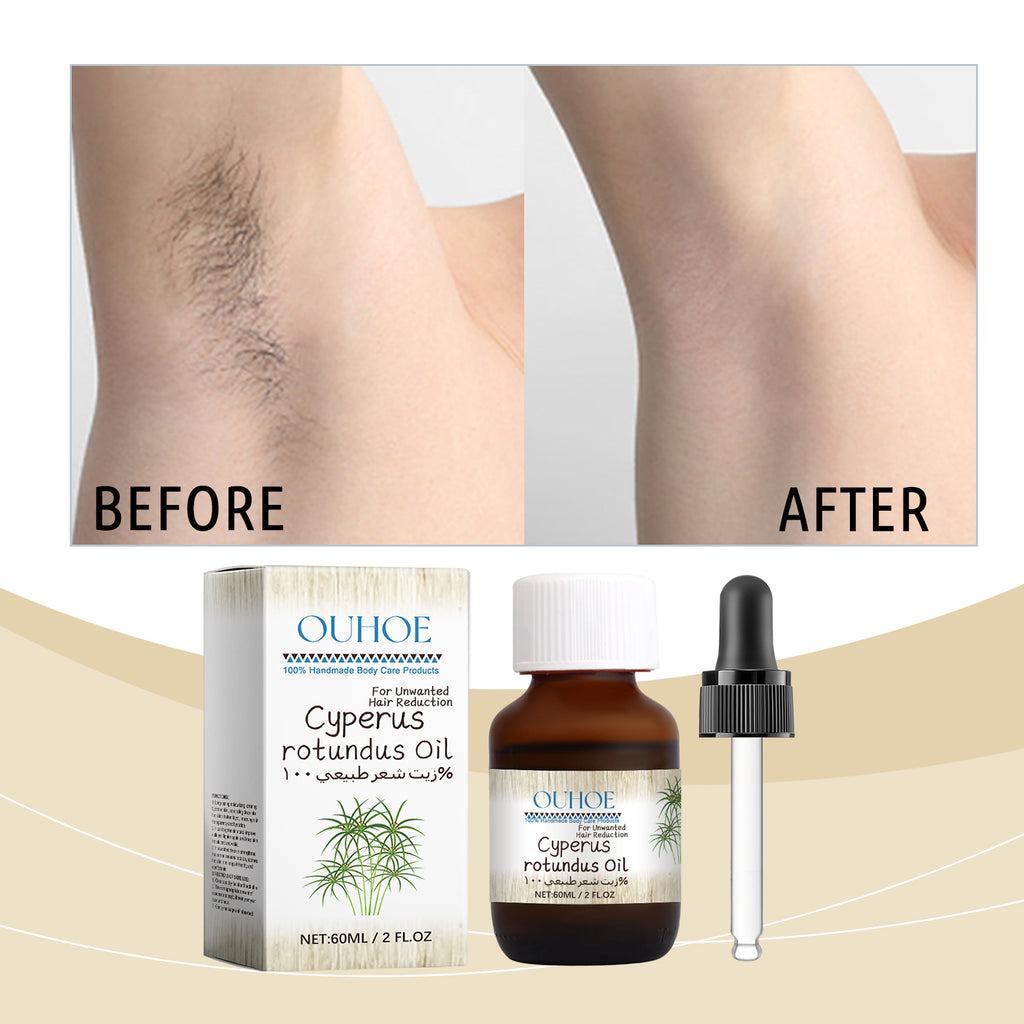 Velorian Collection Cyperus Hair Removal Care Oil bottle, health care product with a sleek design and label visible.