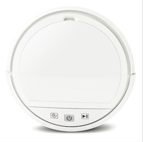 Mini robotic vacuum cleaner from Velorian Collection for home cleaning, shown on a hardwood floor.