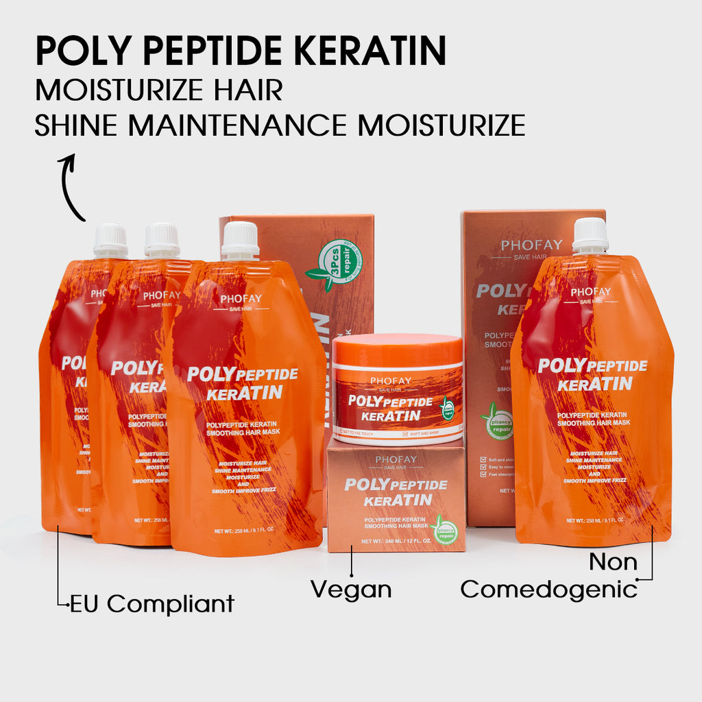 Velorian Collection Phofay Poly Keratin Burnt Hair Restoration Cream for damaged hair care, in a jar with product label visible.