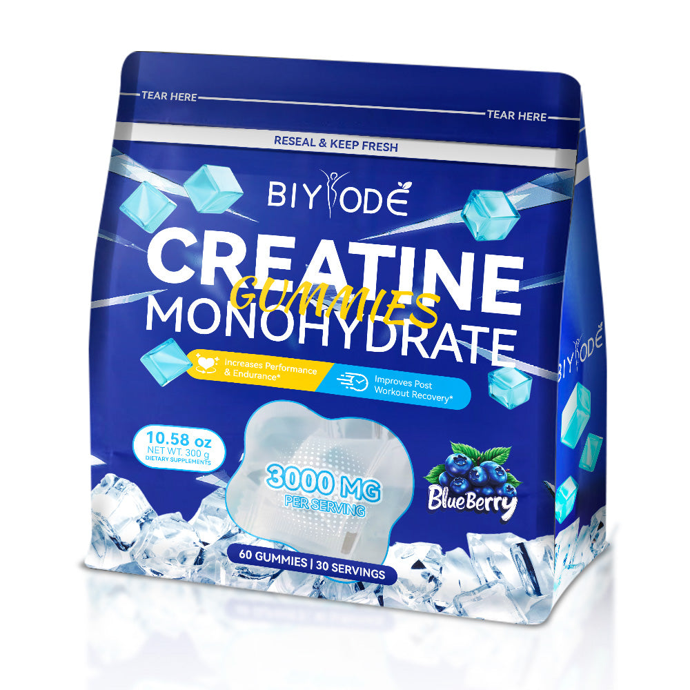 Velorian Collection premium creatine monohydrate gummies, health supplement with colorful, bear-shaped chews on a white background.
