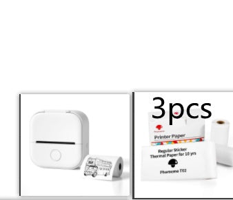 Velorian Collection portable mini thermal label printer with Bluetooth, showing printed labels and compact design.