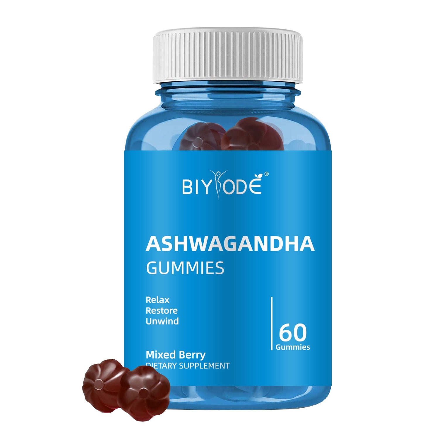 Velorian Collection Biyode Relaxation Relief Ashwagandha Gummies for stress and relaxation, displayed on a white background.
