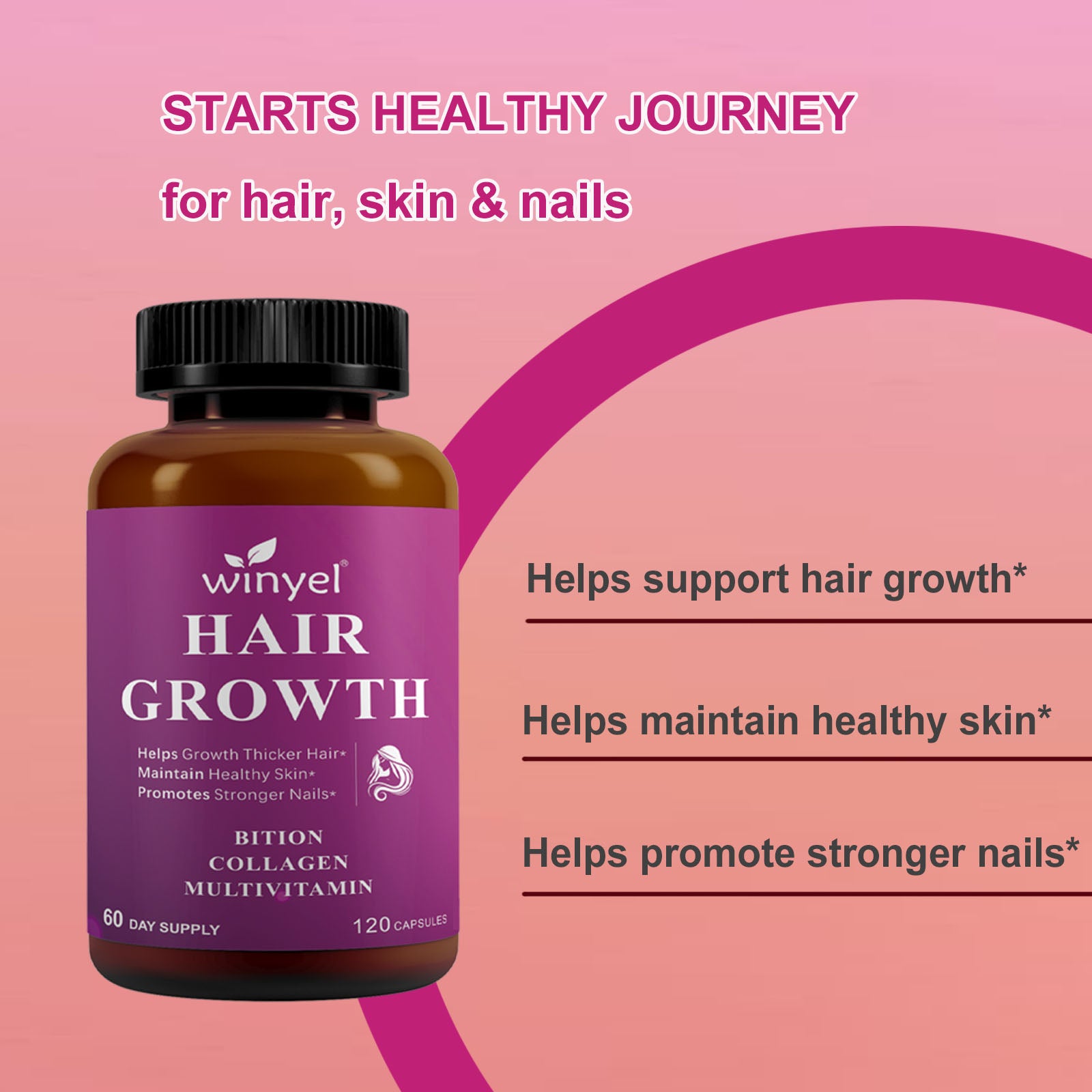 Velorian Collection hair growth vitamins bottle with biotin, collagen, saw palmetto for healthier hair, skin, and nails.