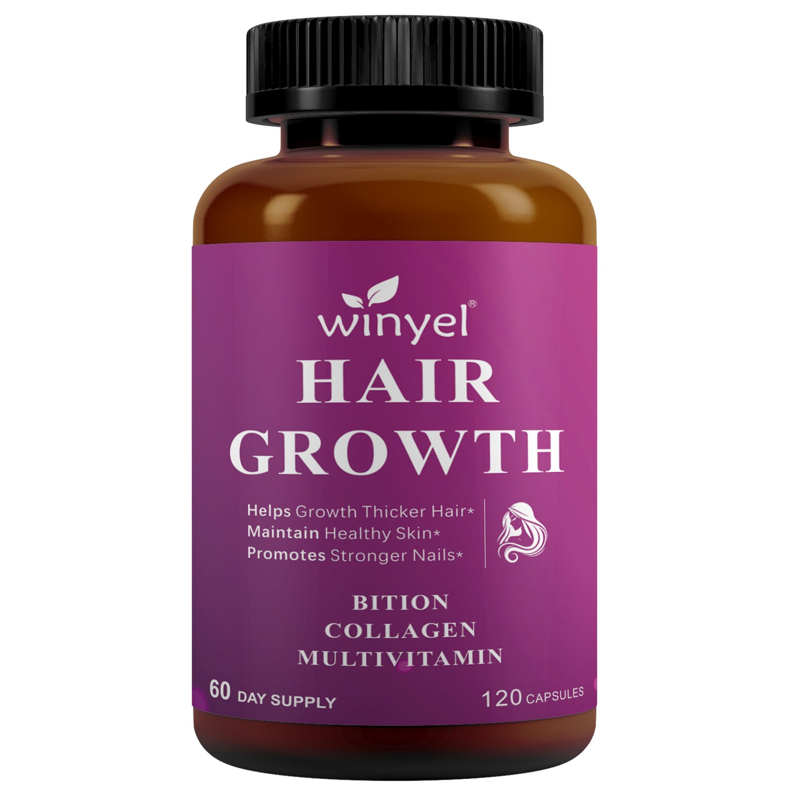 Velorian Collection hair growth vitamins with biotin, collagen, saw palmetto for stronger hair, skin, and nails, 60-day supply.
