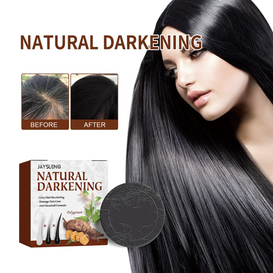 Velorian Collection Fo-Ti Hair-Blackening Shampoo Bar for healthy hair care, shown in a close-up image with a sleek bar.