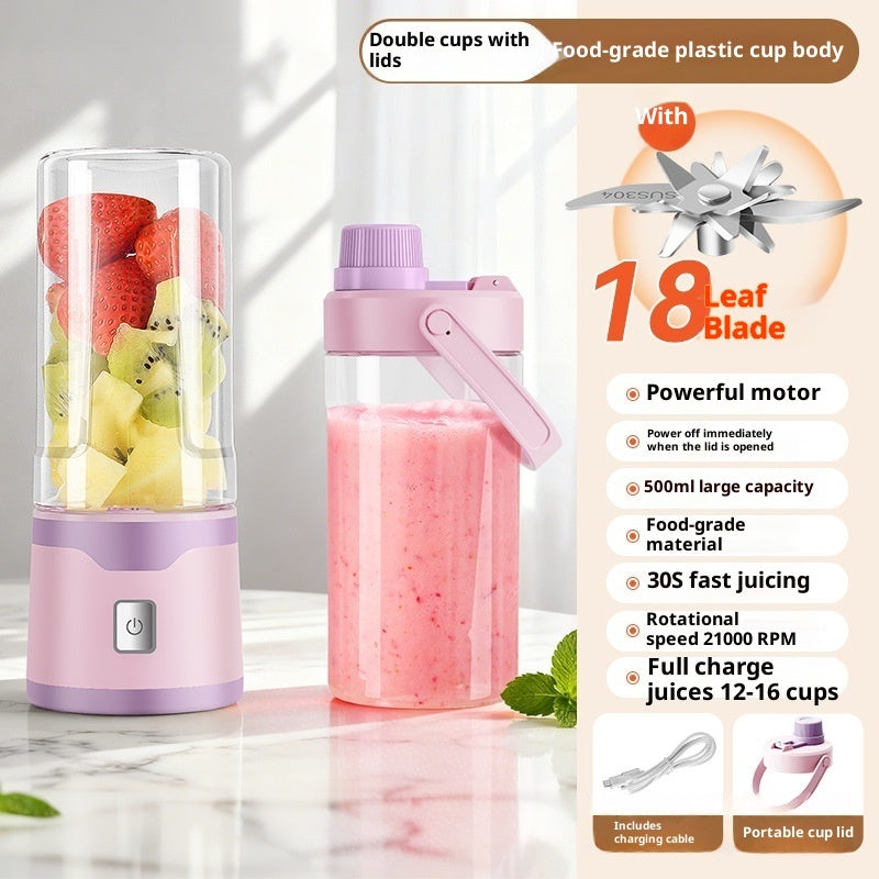 Velorian Collection rechargeable electric USB blender cup, 500 ML handheld mixer for blending juice, outdoor use, double cup design