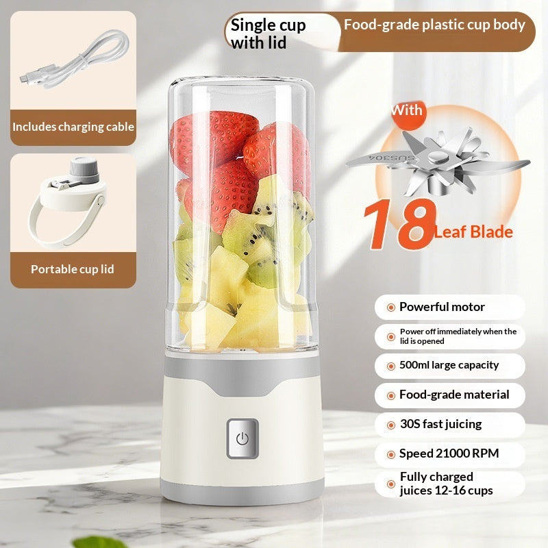 Velorian Collection rechargeable electric USB blender cup with double-handled design, 500ML capacity, ideal for outdoor juice blending.