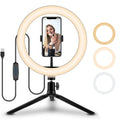 Velorian Collection ring selfie beautifying light LED spotlight illuminating a smartphone for enhanced selfies.
