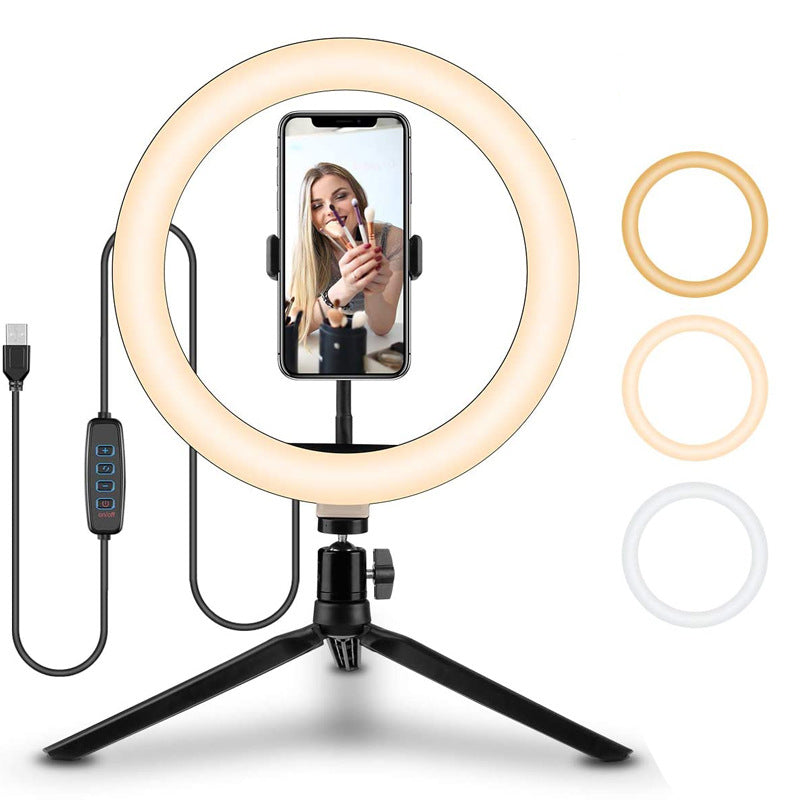 Velorian Collection ring selfie beautifying light LED spotlight illuminating a smartphone for enhanced selfies.
