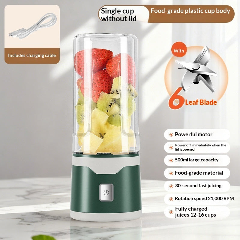 Velorian Collection rechargeable USB blender cup with double-handheld design, 500ml capacity, used for blending juice outdoors.