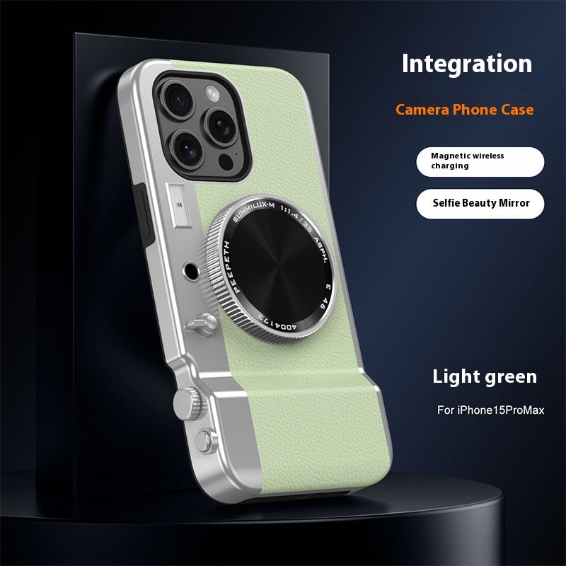 Velorian Collection stereo camera phone case with magnetic design and creative hardshell, featuring a bio sun stick SPF 50 in the image.