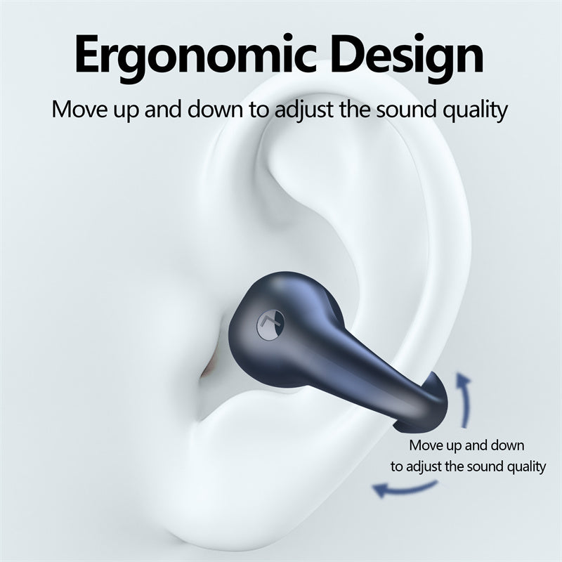 Velorian Collection bone conduction TWS earphones with ear clips, Bluetooth 5.3, touch controls, in-ear design, and high-fidelity bass.