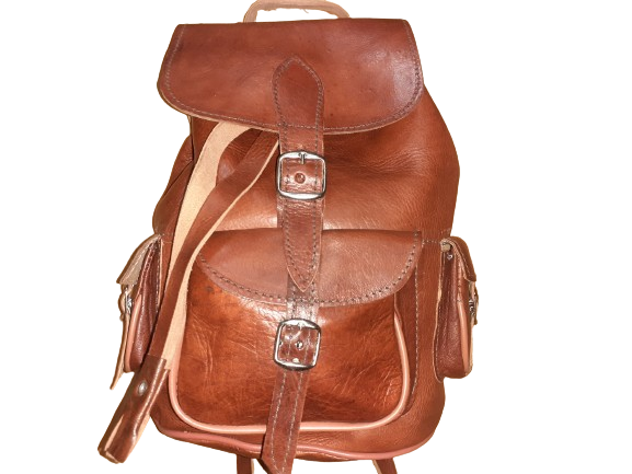 Mediana mochila Fez vacuno para mujer, hecha a mano, con estilo clásico y detalles en cuero natural.