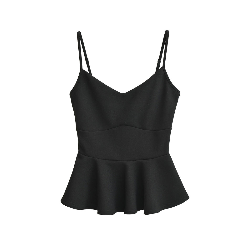 Velorian Collection women's cropped camisole top with ruffled waistline and slim-fit design, stylish and perfect for casual wear.