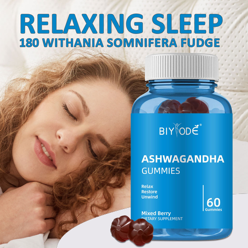 Velorian Collection Biyode Relaxation Relief Ashwagandha Gummies for stress support, featuring natural herbal health care ingredients.