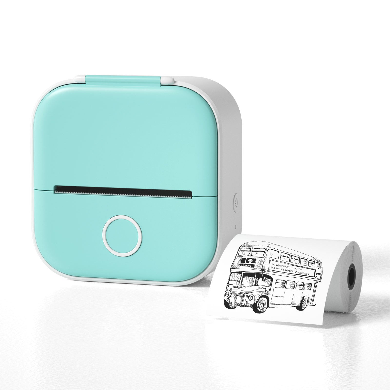 Velorian Collection portable mini thermal label printer with Bluetooth, shown printing labels for home or student use.