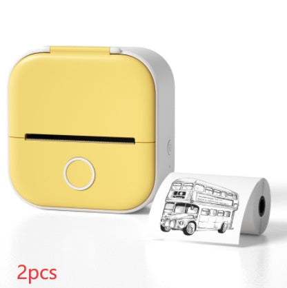 Velorian Collection portable mini thermal label printer with Bluetooth, shown printing labels on a desk. Compact and easy to use.