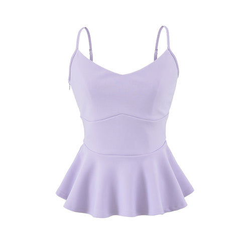 Velorian Collection women's cropped camisole top with ruffled waistline, slim fit, and sleeveless design, perfect for casual wear.