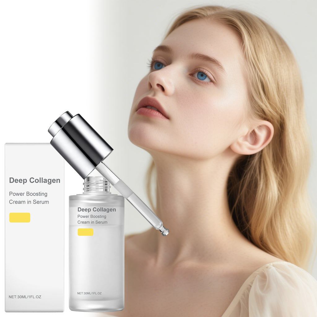 Velorian Collection Collagen Hydrating Serum in a clear glass bottle with a white pump dispenser, showcasing a health care skincare product.
