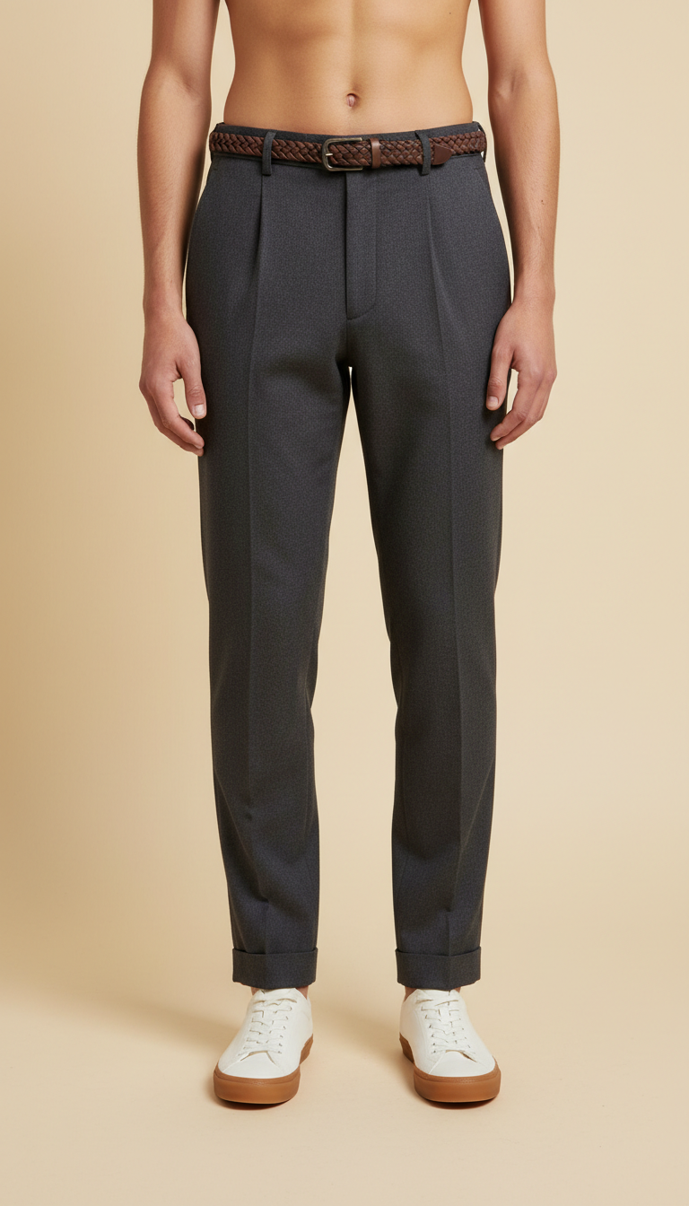 Monochrome Tailored Wool Trousers