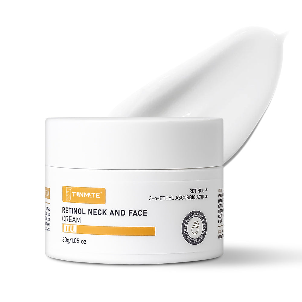 Velorian Collection Tunmate Retinol Neck and Face Cream jar, 30g, health care product with a white container and label.