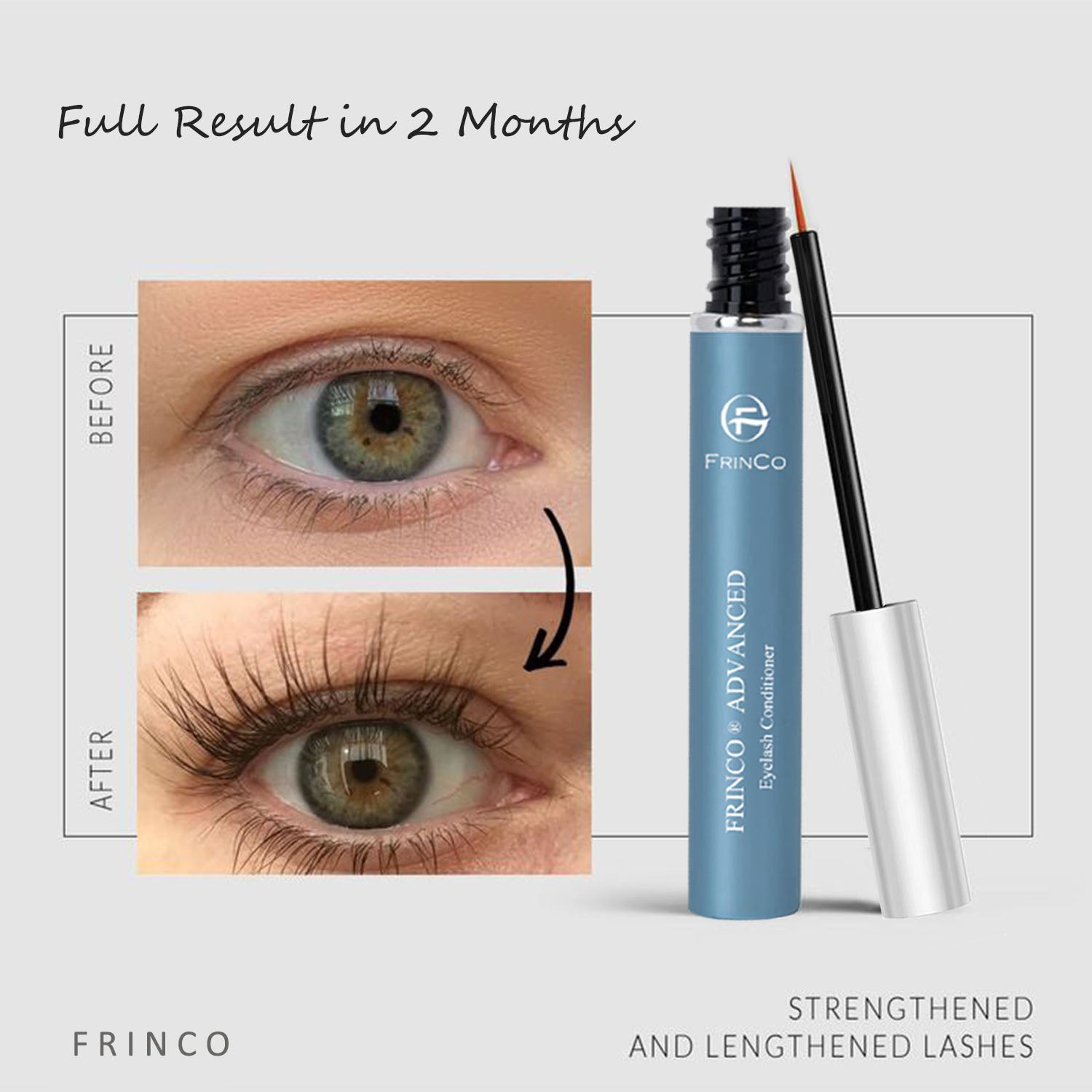 Velorian Collection eyelash enhancing serum bottle, 5ml, with applicator brush for fuller, thicker lashes and brow growth.