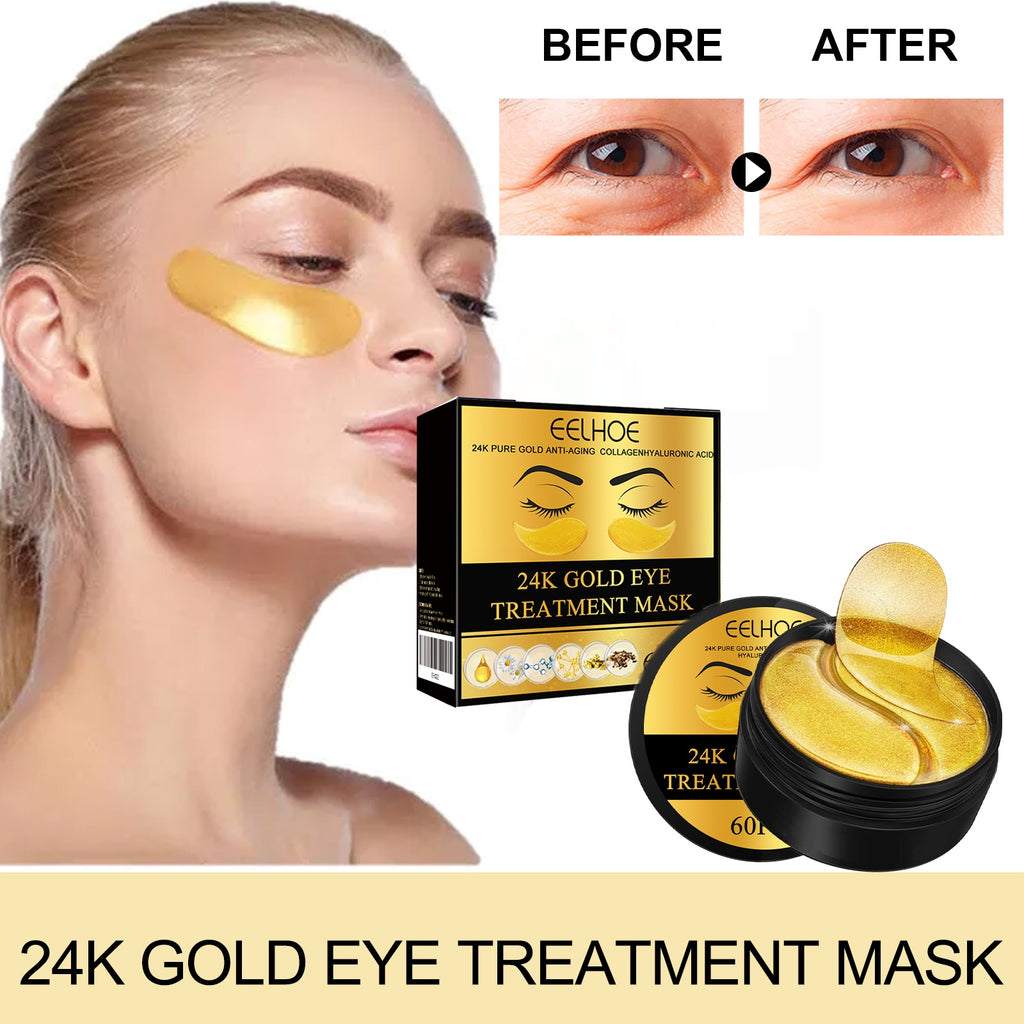 Velorian Collection 24K Gold Eye Mask pack of 60, soothing eye care patches with gold for refreshed, healthy-looking eyes.