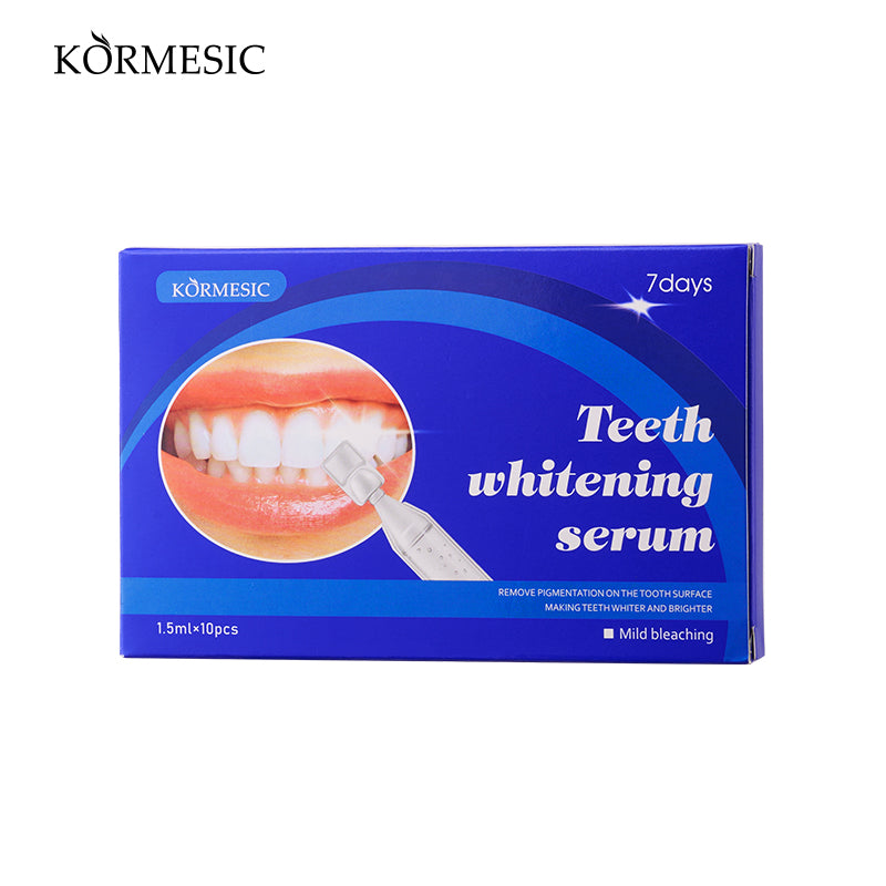 Velorian Collection KORMESIC teeth whitening serum tubes, 1.5ml each, arranged in a pack, for dental health and brightening teeth.