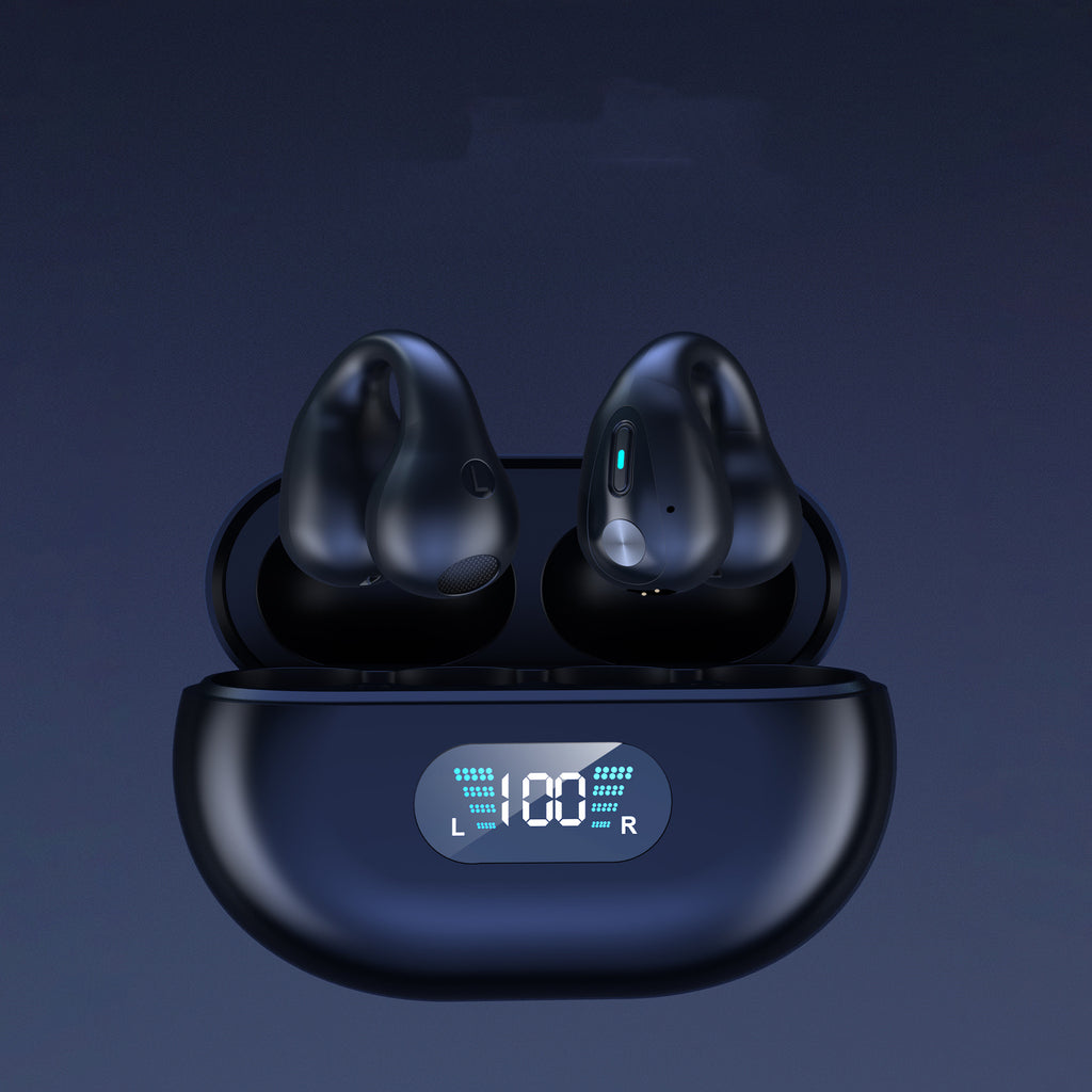 Velorian Collection bone conduction TWS earphones with ear clip, Bluetooth 5.3, touch controls, in-ear design, and high-fidelity bass.