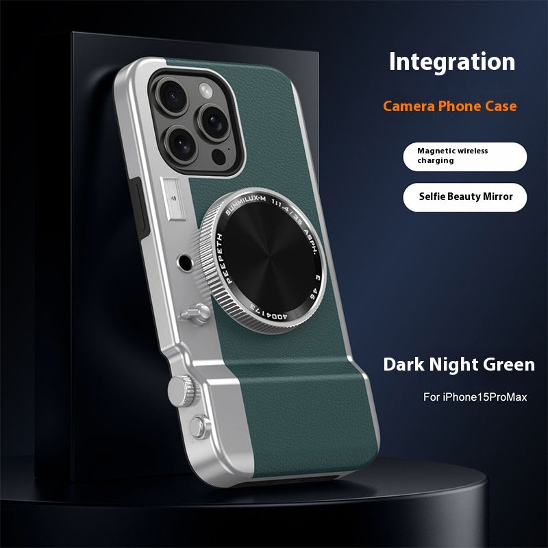 Velorian Collection stereo camera phone case with magnetic closure, featuring a creative design and hardshell protection.