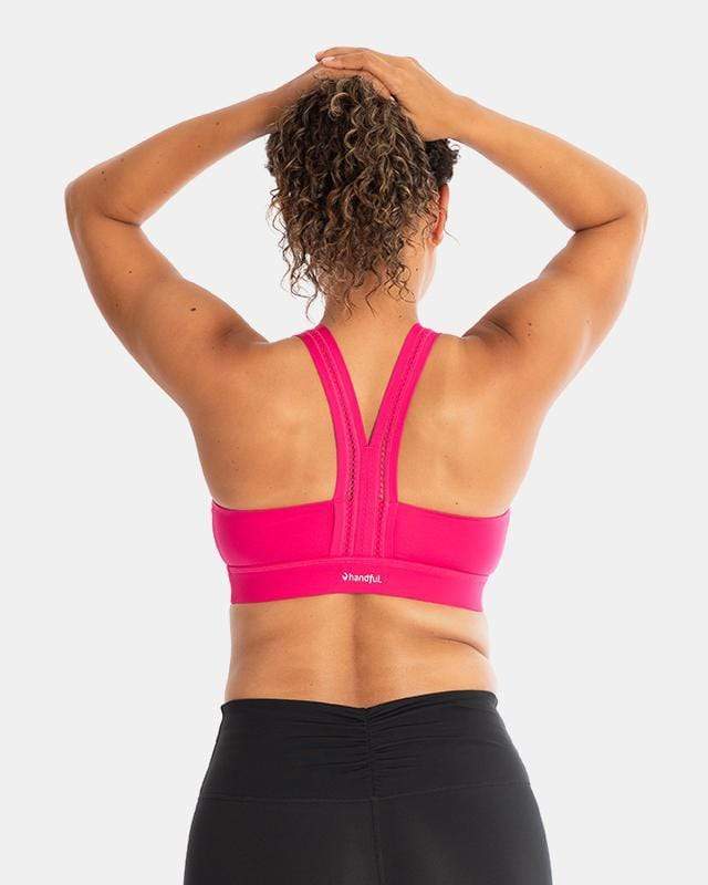 Handful Y-Back Bra in Battle Cry Pink, featuring supportive design and stylish pink fabric with a unique Y-back strap style.