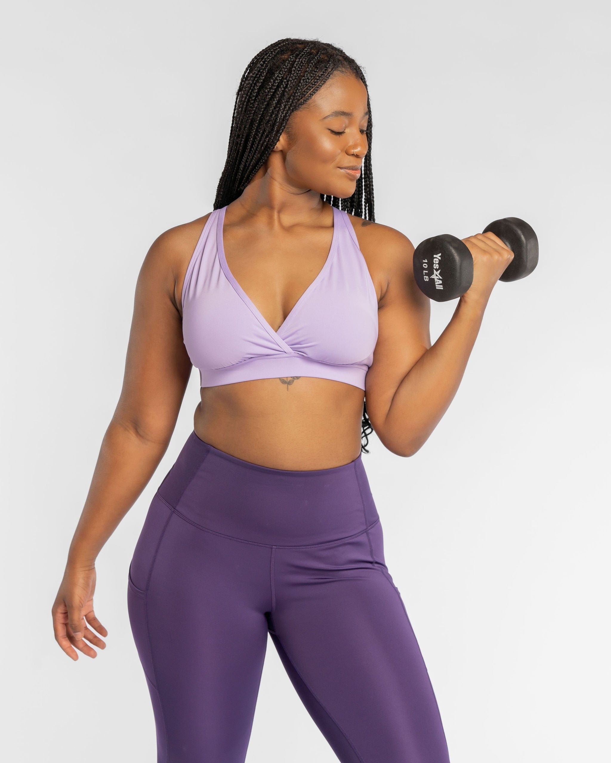 Handful FaV Bra in Wisteria color, featuring soft fabric and supportive design, shown on a model.