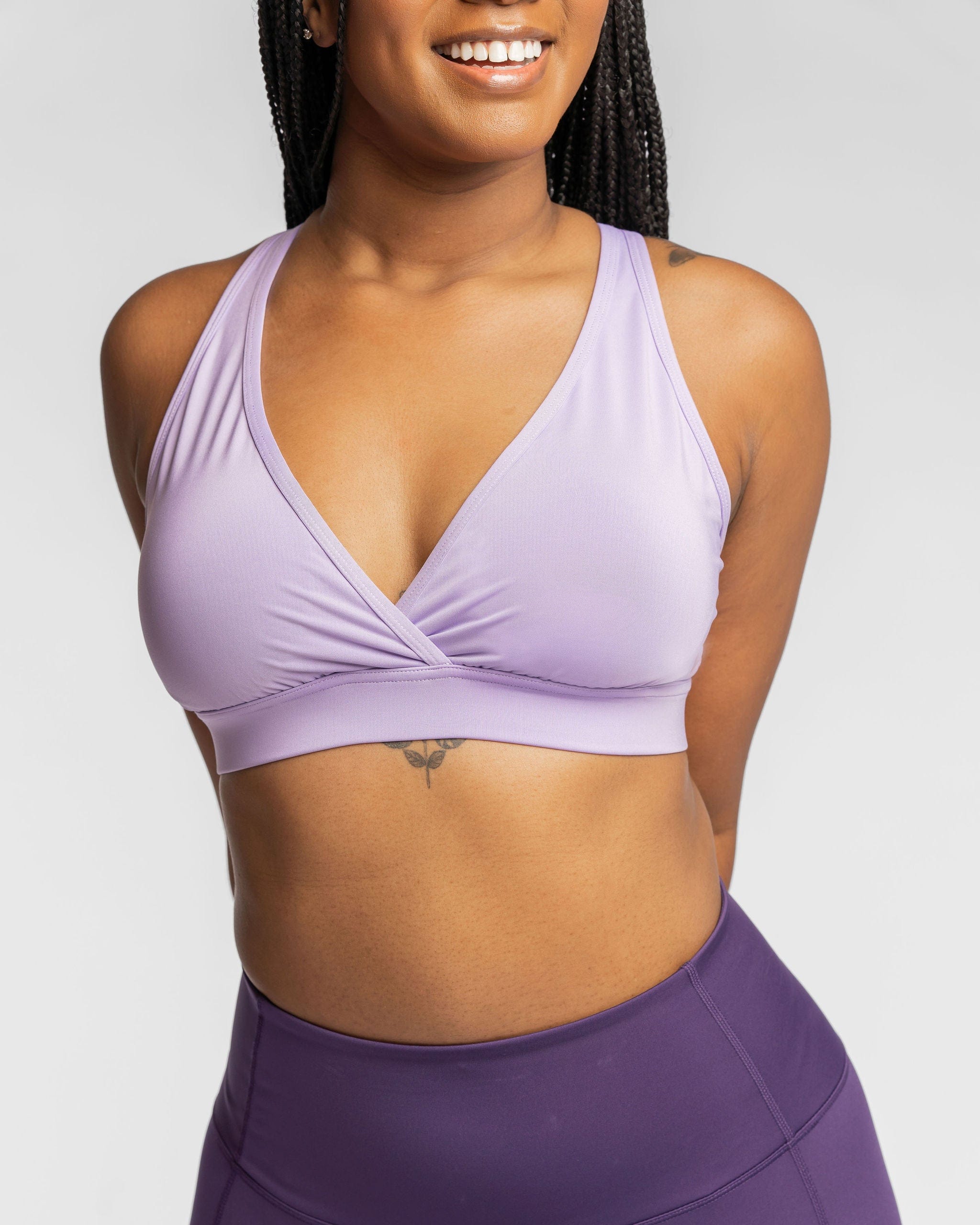 Handful FaV Bra in Wisteria color, featuring soft fabric and supportive design, displayed on a model for comfortable wear.