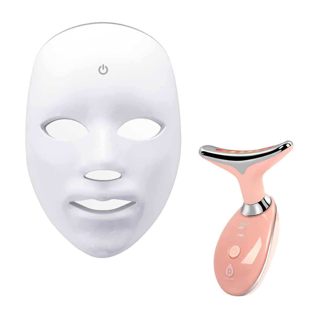 Pursonic LED Glow Set – 7-in-1 LED Light Therapy Face Mask + 7-in-1 LED Face &amp; Neck Sculpting Wand-0