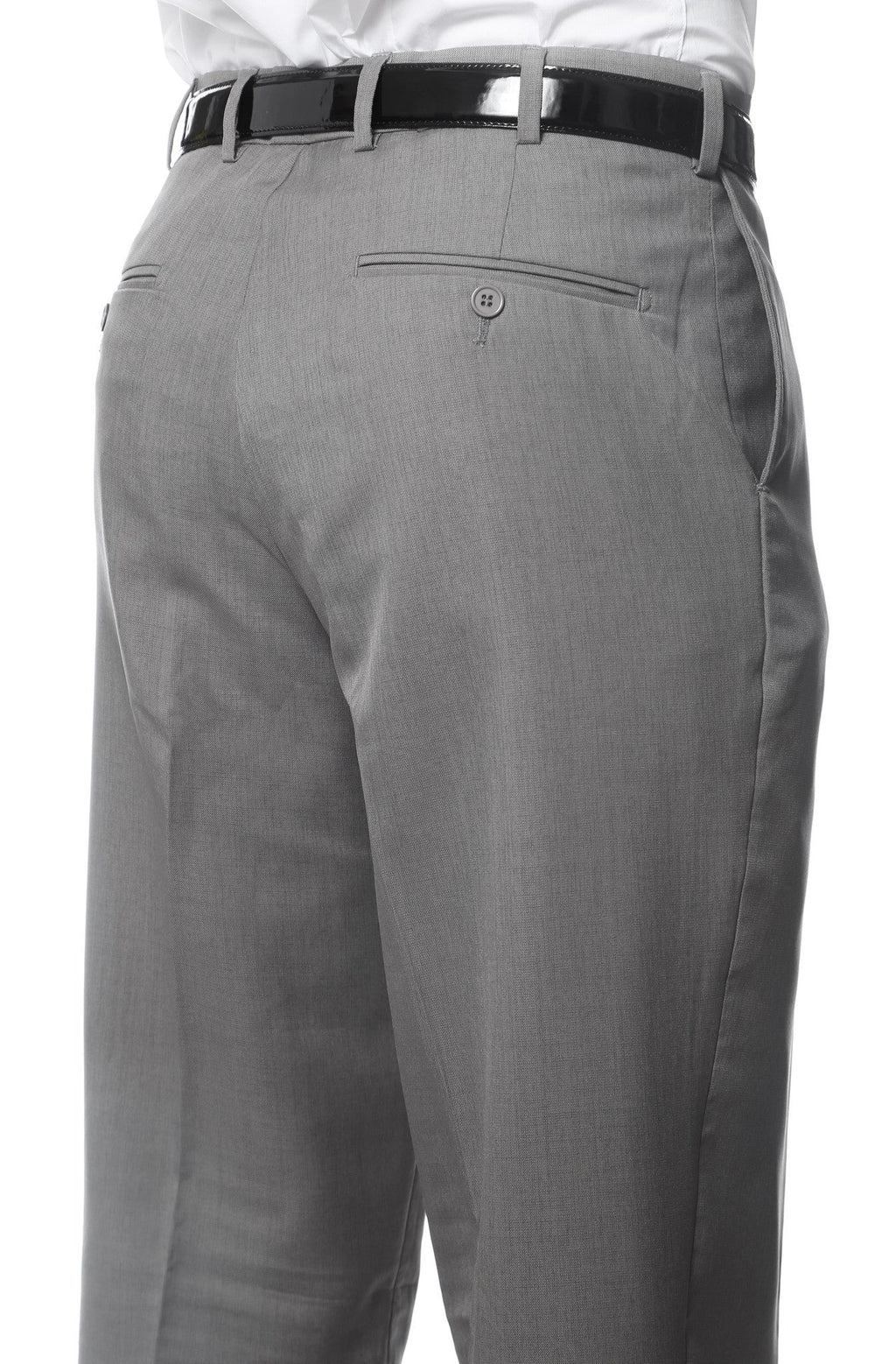 Shopify men's premium grey regular fit pants, front view showing tailored design and comfortable fabric.