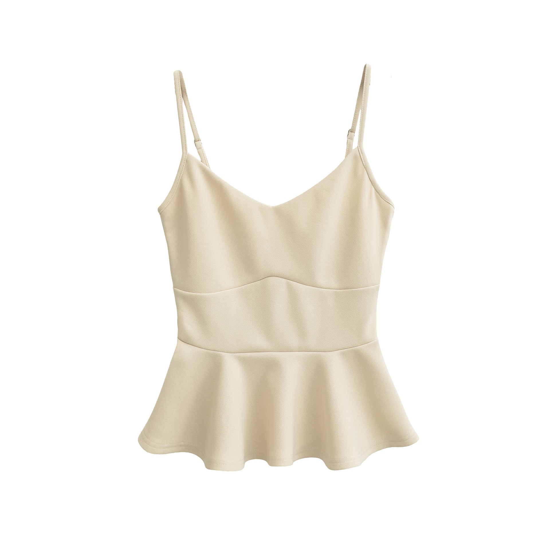 Velorian Collection women's cropped camisole top with ruffled waistline, slim fit, and stylish design.