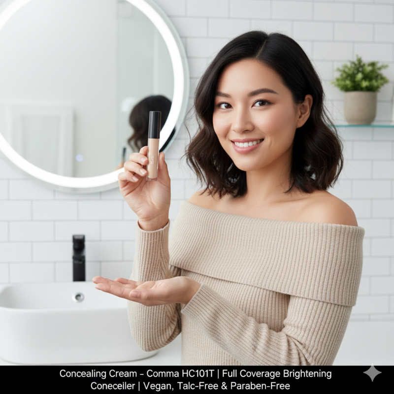 Cad B Concealing Cream HC101T vegan, cruelty-free full coverage concealer with brightening, talc-free, paraben-free, gluten-free formula.