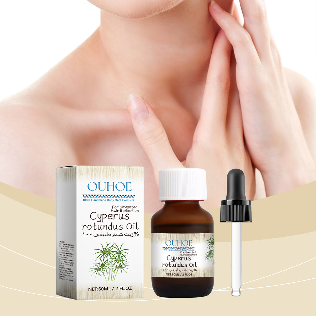 Velorian Collection Cyperus Hair Removal Care Oil bottle, health care product with natural ingredients for hair removal.