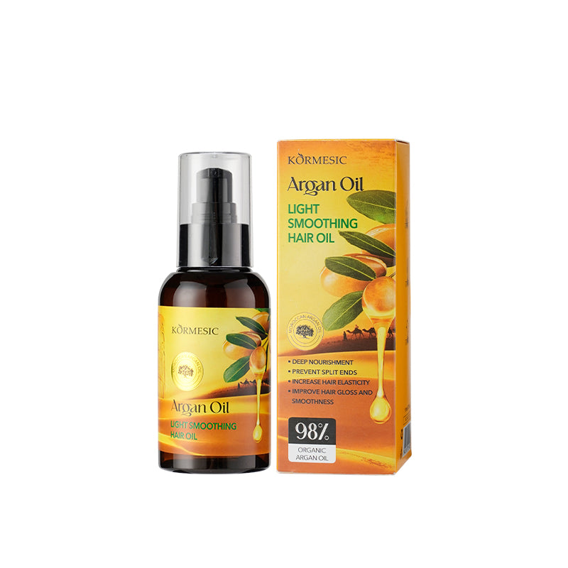 Velorian Collection KORMESIC Moroccan Argan Oil bottle, lightweight smooth hair oil in 110ml container, for healthy hair care.