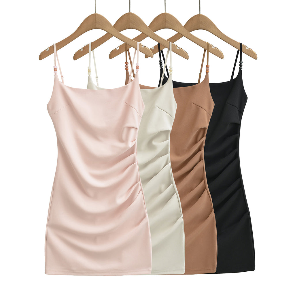 Velorian Collection women's French-style solid-color slip dress with side slit, perfect for summer, lightweight and stylish.