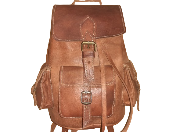 Medium Fez Vacuno handmade women's mochila with leather straps and detailed stitching, stylish and functional accessory.
