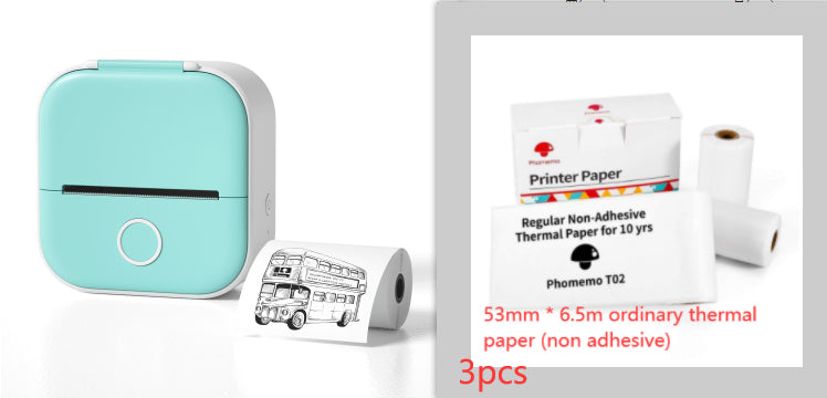 Velorian Collection portable mini thermal label printer with Bluetooth, showing printed labels and compact design for home or student use.