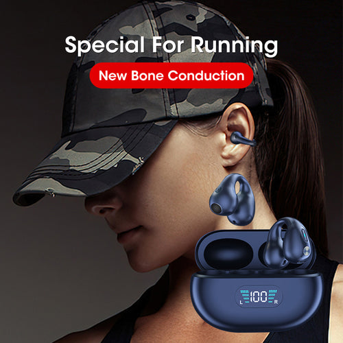 Velorian Collection bone conduction earbuds with ear clip, Bluetooth 5.3, touch controls, in-ear design, wireless sports headset