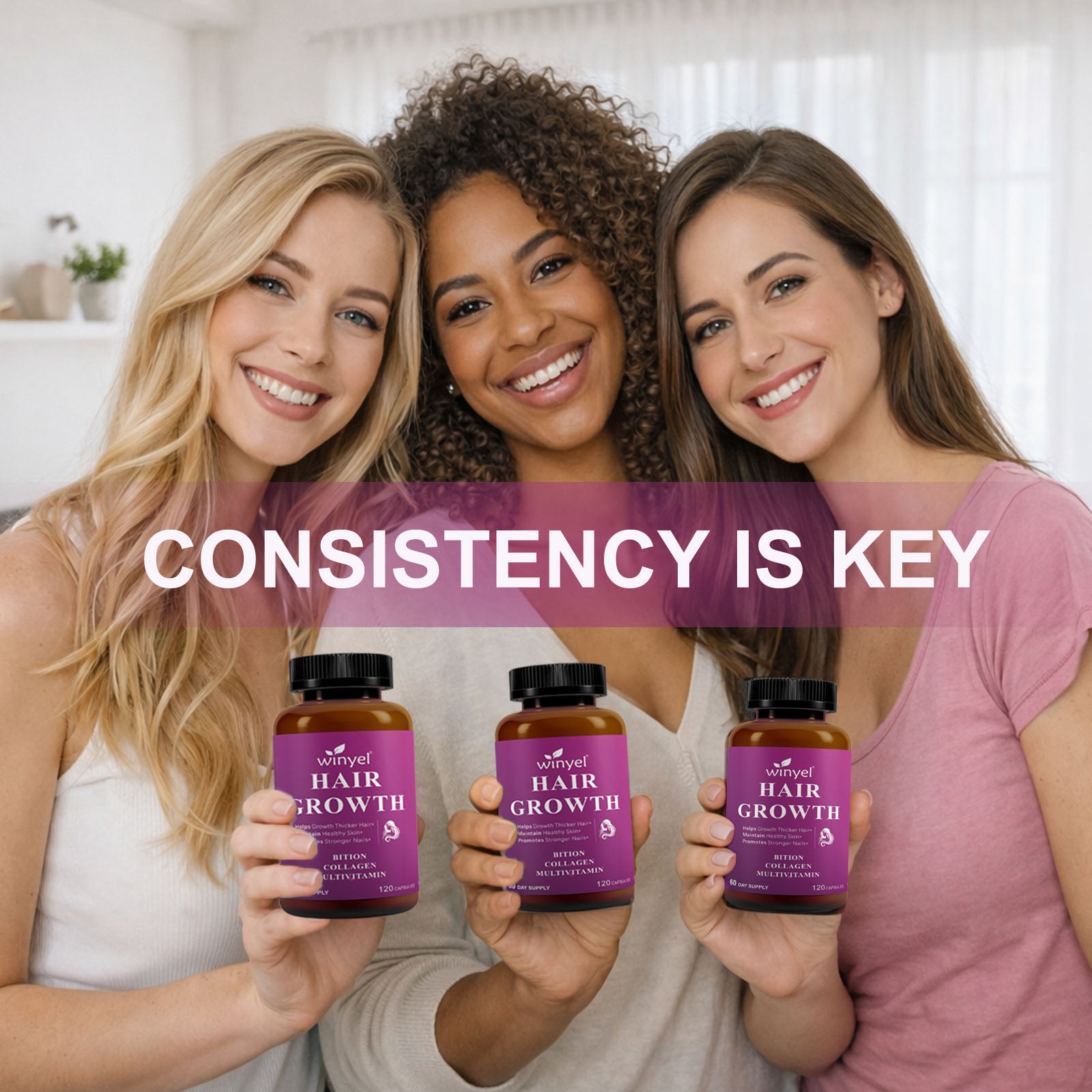 Velorian Collection hair growth vitamins with biotin, collagen, saw palmetto for stronger hair, skin, and nails in a 60-day supply.