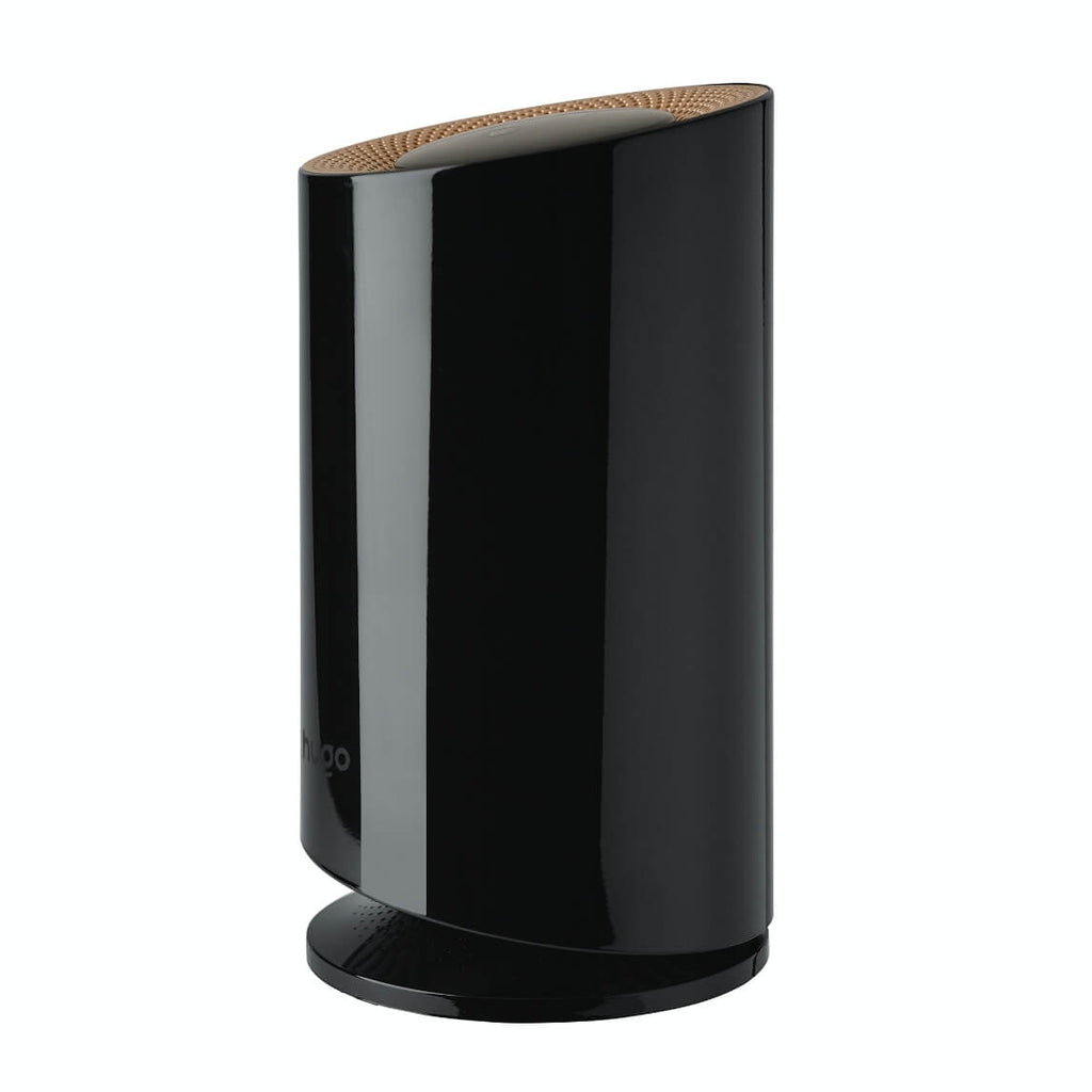 Black Hugo 3-in-1 air purifier with mosquito trap and sterilizer, shown in modern design for clean, healthy indoor air.