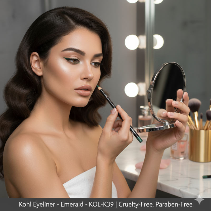 Cad B Kohl Eyeliner in Emerald, cruelty-free and paraben-free, featuring a smooth, vibrant green pencil for eye makeup.